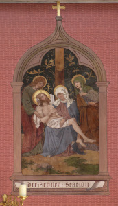 Ritterkapelle Haßfurt Kreuzweg Seidlein Station 13: Jesus wird vom Kreuz genommen und in den Schoß seiner Mutter gelegt