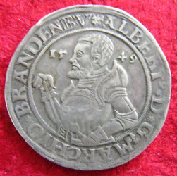 Münze mit dem Kopf von Markgraf Albrecht Alcibiades