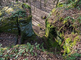Haßberge &ndash; Burgstall Teufelsstein: Aussicht vom Felsen